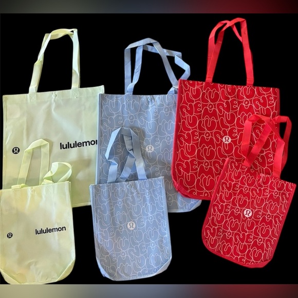 lululemon athletica Handbags - Lot of 6 New LULULEMON spring shopper tote bags Limited Edition gym lunch fun